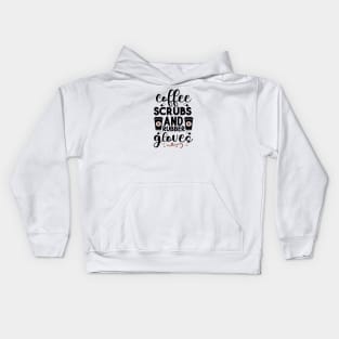 coffee scrubs and rubber gloves Kids Hoodie